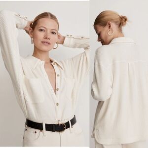 Madewell Waffle Knit Shirt-Jacket Antique Creme size‎ Small